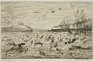 Kalan juhla laivanpojan lähdön johdosta (The Fish) tekijältä Charles Francois Daubigny