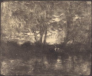 Lehmät juomapaikalla tekijältä Charles Francois Daubigny