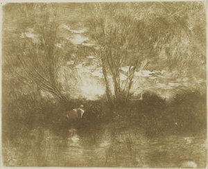 Lehmät juomapaikalla tekijältä Charles Francois Daubigny