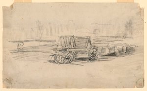 Piirros, Maatilan vaunu, n. 1850 tekijältä Charles Francois Daubigny