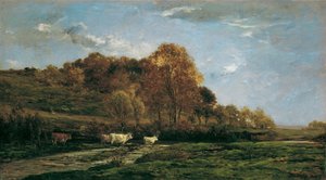 Syksyinen niittymaisema tekijältä Charles Francois Daubigny