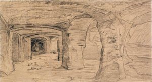 Kallioholvit Auvers-sur-Oisen louhoksessa. tekijältä Charles Francois Daubigny