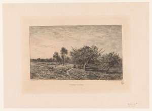 Maisema omenapuilla Pommiers ja Auvers. (otsikko esineessä) tekijältä Charles Francois Daubigny