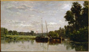 Les peniches - proomut ... tekijältä Charles Francois Daubigny