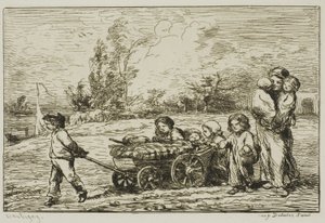 Muutto vaunuun (veneen sisustus) tekijältä Charles Francois Daubigny