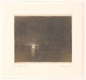 Yönäkymä järvelle Vaikuttaa yöllä tekijältä Charles Francois Daubigny