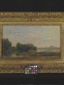 On The Oise (öljy puulle) tekijältä Charles Francois Daubigny