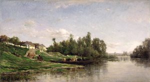 Jokikohtaus, 1859 tekijältä Charles Francois Daubigny
