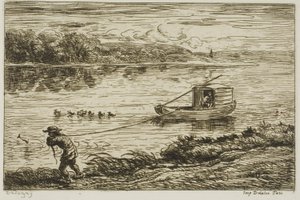 Laivan poika vetää köyttä (vetää köyttä) tekijältä Charles Francois Daubigny