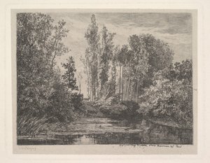 Stags at the Waters Edge, 1850. tekijältä Charles Francois Daubigny