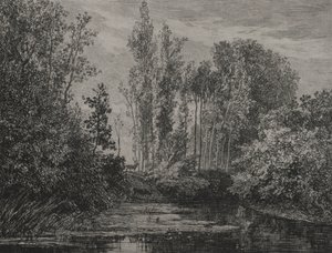 Hirvet veden äärellä, 1850. tekijältä Charles Francois Daubigny