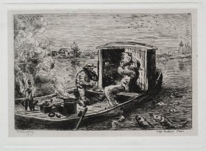 Laivamatka: Guzzling tai lounas veneessä, 1861. tekijältä Charles Francois Daubigny