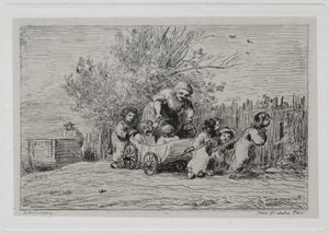 Veneretki: Kärryjen perintö (lapset kärryn kanssa) tekijältä Charles Francois Daubigny