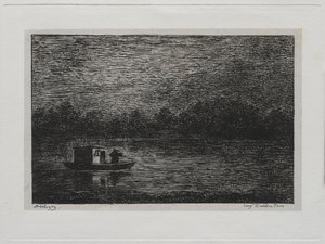 The Boat Trip: Night Voyage tai Net Fishing toinen versio, 1861. tekijältä Charles Francois Daubigny