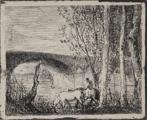 Silta, alkuperäinen jäljennös 1862, painettu 1921. tekijältä Charles Francois Daubigny