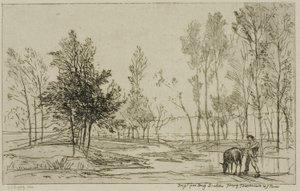 Aasi juomapaikalla tekijältä Charles Francois Daubigny