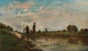 The Drinking Place, c1827-1878, 1906-7 tekijältä Charles Francois Daubigny