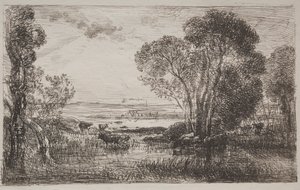 Hydraulikone, alkuperäinen jäljennös 1862, painettu 1921. tekijältä Charles Francois Daubigny