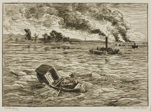 The Steamboats (Steamy Harbor) tekijältä Charles Francois Daubigny