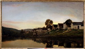 Kylä lähellä Bonnieresia Charles Francois Daubignyn (1817-1878) maalaus 1861 Yksityinen kokoelma. tekijältä Charles Francois Daubigny