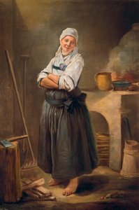 Nuori nainen Saksista keittiössään. Charles Francois Hutinin (1715-1776) maalaus. 1756.