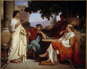 Vergilius, Horatius ja Varius Mecenessa Charles Francois Jalabertin (1819-1901) maalaus 1846 Nimes, Kuvataidemuseo - Vergilius, Horatius ja Varius Mecenen kodissa. Charles Francois Jalabertin (1819-1901) maalaus 1846. Museum of Fine Arts, Nimes, Ranska
