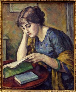 Lukeminen. Charles Guerinin (1875-1939) maalaus Öljy kankaalle