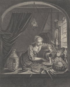 Maitoneito G.Doun maalauksen jälkeen herra Poullainin kabinetissa, 1600-luvun puoliväli. tekijältä Charles François Adrien Macret