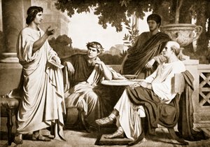 Vergilius, Horatius ja Varius Maecenaksen talossa.