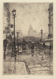 Rainy Day, Broadway, luultavasti 1890. tekijältä Charles Frederick William Mielatz