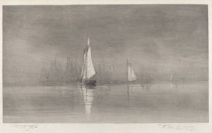 Nimetön satamakohtaus purjeveneiden kanssa, n. 1900.