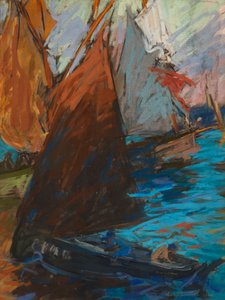Kesäpurjehdus (pastelli tummalla paperilla) tekijältä Charles Fromuth