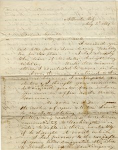 C.Gibsonin (Charles Gibson), Atlantic City, allekirjoittama kirje kuvernööri Gamblelle [Hamilton R.Gamble], 2. elokuuta 1861 tekijältä Charles Gibson