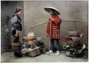 Vihanneskauppias Japanissa, 1890