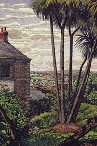 Newlyn Garden (kynä, muste ja akvarelli paperille) tekijältä Charles Ginner