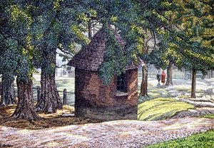 By the Ponds, Hampstead (kynä ja muste pesulla) tekijältä Charles Ginner