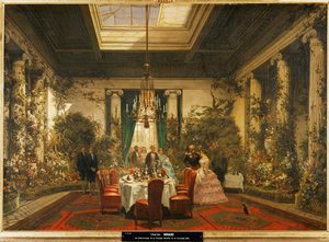 Napoleon I:n veljen, kuningas Jeromeen tyttären prinsessa Mathilden ruokasali... (öljy kankaalle)
