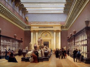 Näkymä Musee Napoleon III:lle, terrakottahuone Louvressa, joka tunnetaan myös galleriana Campana Painting by Sebastien Charles Giraud (1819-1892) 1866 Su. 0,97x1,3 m