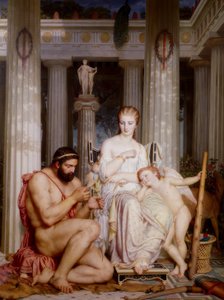 Hercules Omphalesin jalkojen juuressa tekijältä Charles Gleyre