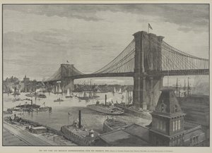 New Yorkin ja Brooklynin riippusilta Brooklyn Siden puolelta, 1800-luvun loppu tekijältä Charles Graham