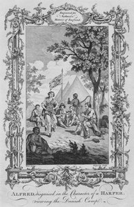 Alfred, naamioitunut Harperin hahmoon, katselemassa tanskalaista leiriä, 1773. tekijältä Charles Grignion