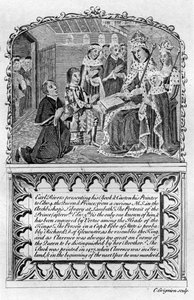 Earl Rivers esittelee kirjansa kuningas Edward IV:lle, c1477 1700-luvun lopulla tai 1800-luvun alussa tekijältä Charles Grignion