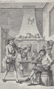 Etukappale Tobias Smollettin Roderick Randomille, 1748. tekijältä Charles Grignion