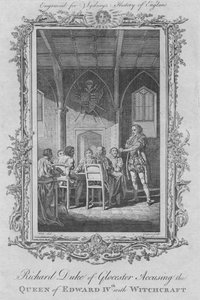 Richard Duke of Gloucester syyttää Edward IV:n kuningatarta noituudesta, 1773. tekijältä Charles Grignion