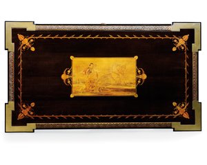 Napoleon III -pöytä, suunnittelija Jean Brandely, intarsia E. Varlot, Pariisi, n. 1850-1875 (ormolu, kullattu kupari, eebenpuu ja sycamore) tekijältä Charles Guillaume Diehl