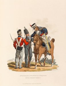 "3. husaarit, jalkaväki ja kevyt jalkaväki. Kuninkaan saksalainen legioona, n. 1815 (akvatinta)