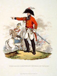 Ratsuväen kenraaliluutnantin univormu julkaisusta "British Imperiumin puku, viimeisten määräysten mukaan", julkaistu 1813 (käsinvärinen akvatinta) tekijältä Charles Hamilton Smith