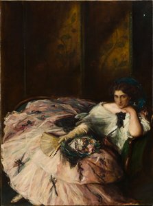 Matkamuisto kansainvälisestä pallosta neiti Kathleen Brucen muotokuvasta, 1907. tekijältä Charles Hasslewood Shannon