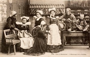 Vanha postikortti/Bretonin perhe/Bretagne/Ranska