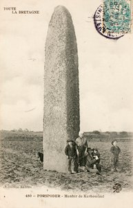 Vanha postikortti/Menhir de Kerhouezel/Porspoder/Finistere/Bretagne/Ranska